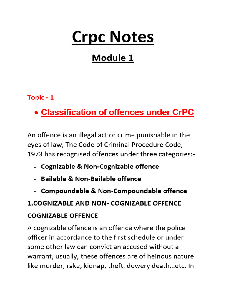 CrPC Offences: Cognizable vs Non-Cognizable | PDF | Prosecutor | Bail