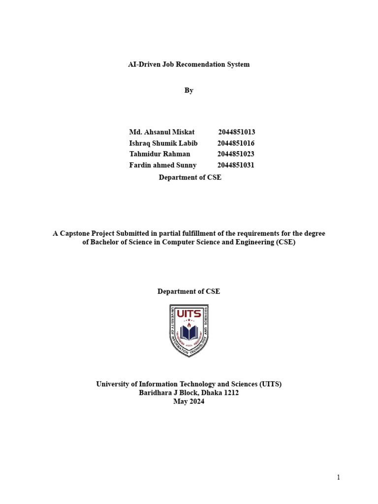 AI Job Recommendation System Project | PDF | Machine Learning | Deep ...