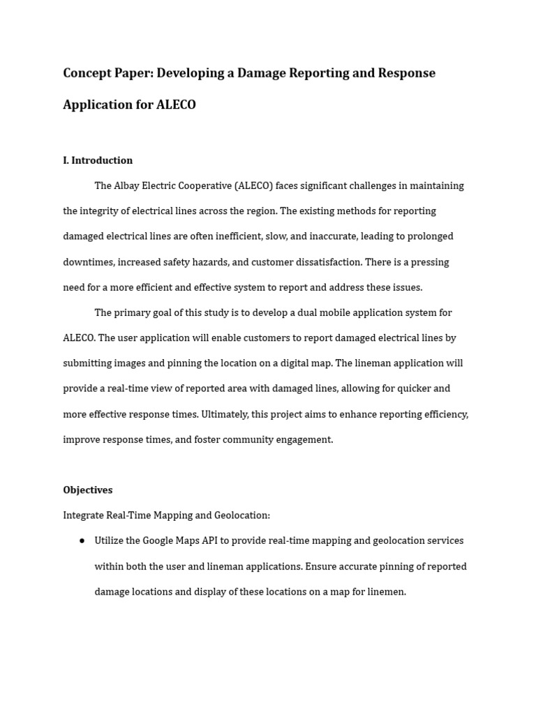 ALECO Damage Reporting App Proposal | PDF | Usability | Methodology