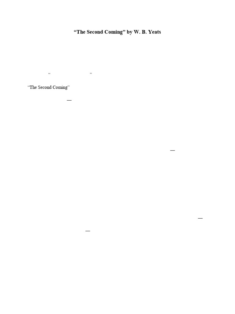 Yeats - The Second Coming | PDF | Atomic Nucleus | Atoms