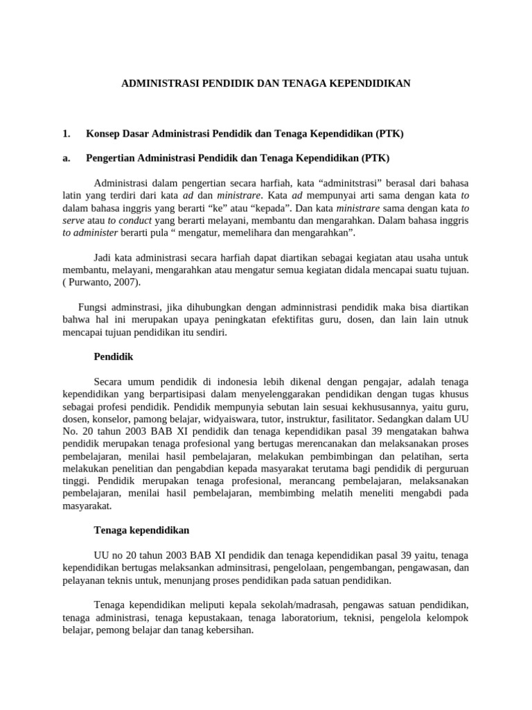 Adm Pendidik Dan Tenaga Kependidikan | PDF