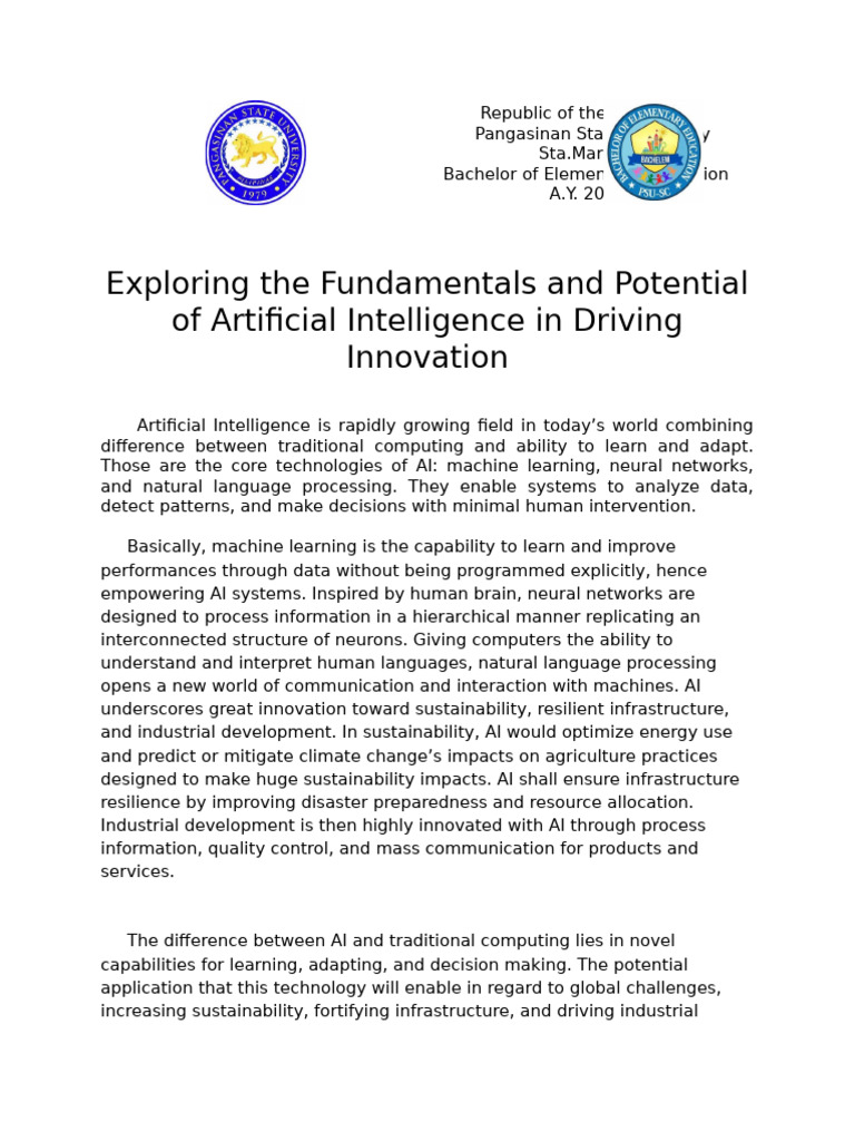 AI: Innovation for Sustainability and Growth | PDF