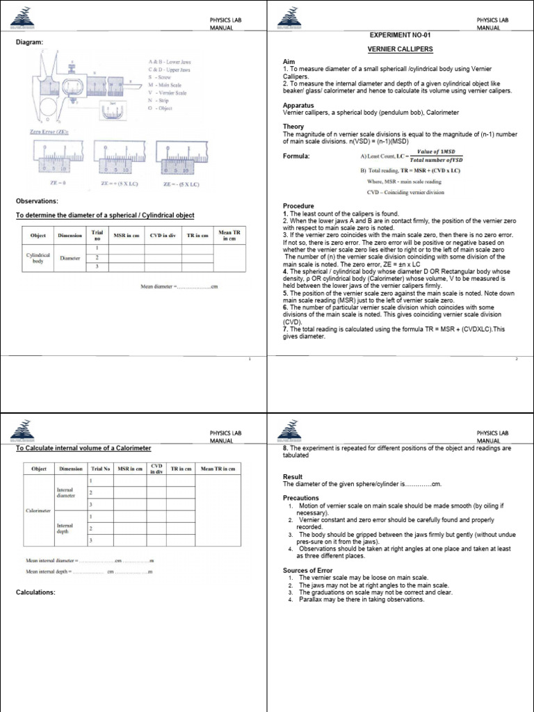 Physics Lab Manual: Measurement Techniques | PDF | Pendulum | Force