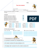 Test de Evaluare, Matematică, Clasa A III-a