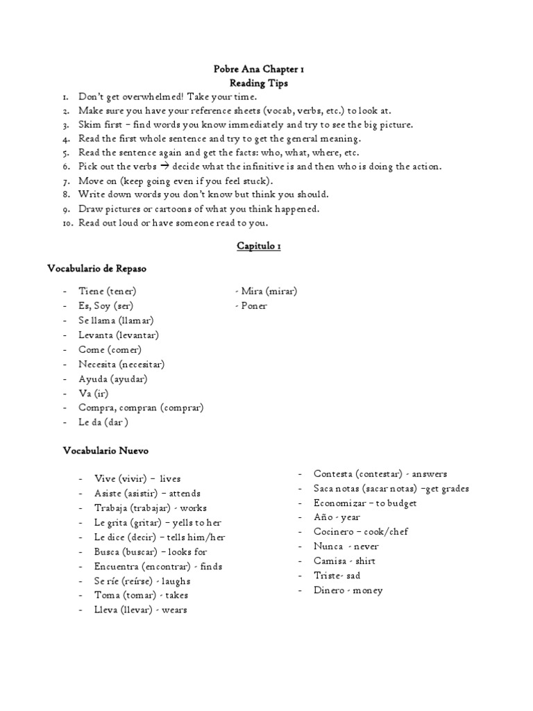 worksheet Pobre Ana Worksheets pobre ana chapter 1 syntax grammar