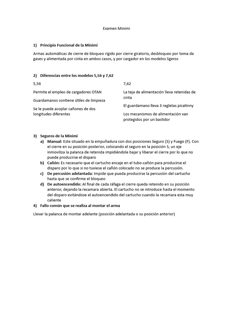 Manual de Ametralladora Minimi 5.56 y 7.62 | PDF | Balística | Armas de