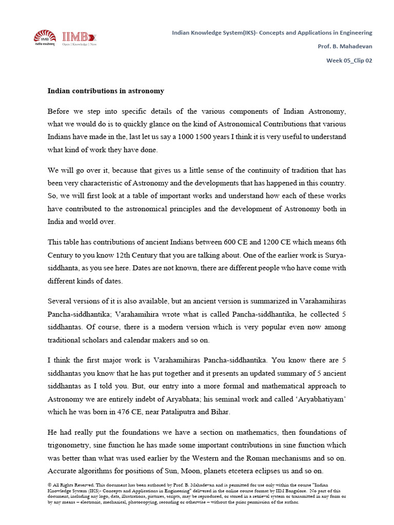 Indian Contributions to Astronomy | PDF | Astronomy