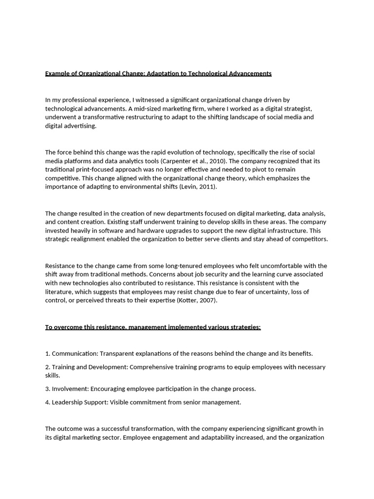 Adapting to Digital Marketing Change | PDF | Organizational Behavior ...