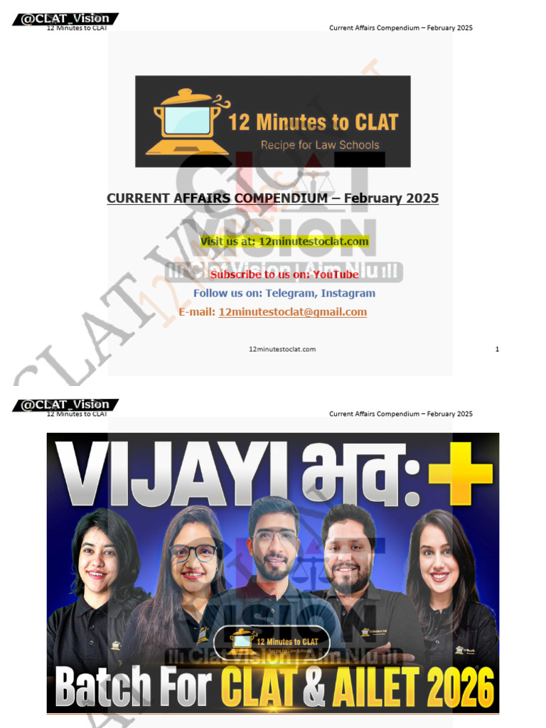 February 2025 Current Affairs Summary | PDF