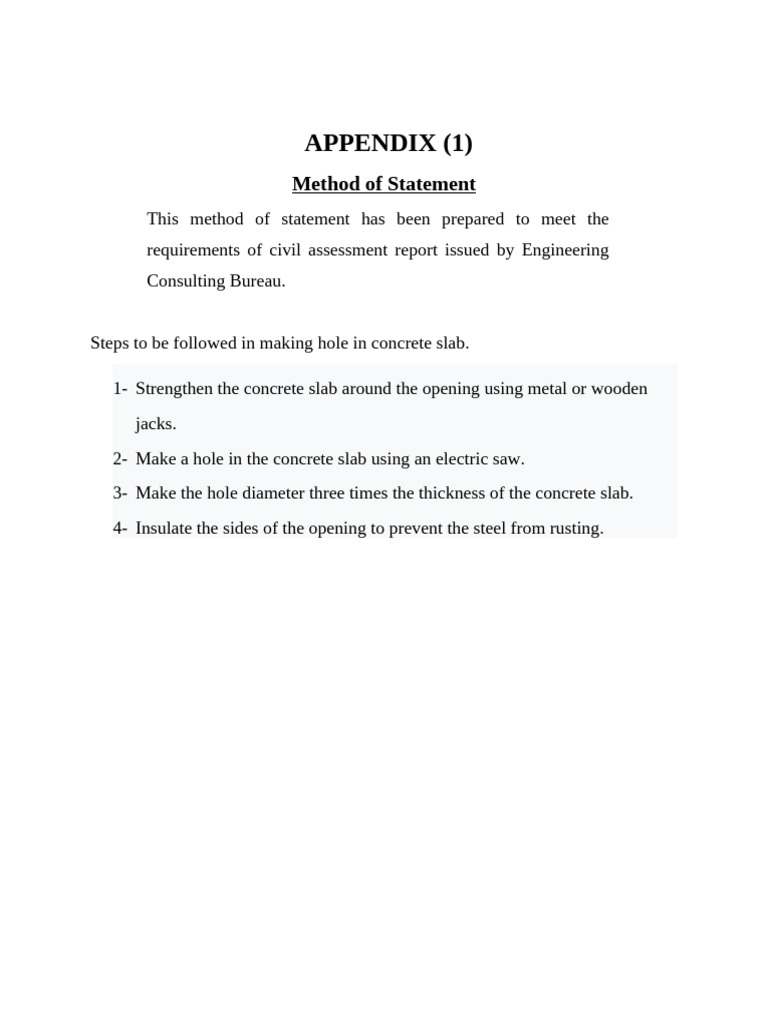Concrete Slab Cutting Method Statement | PDF