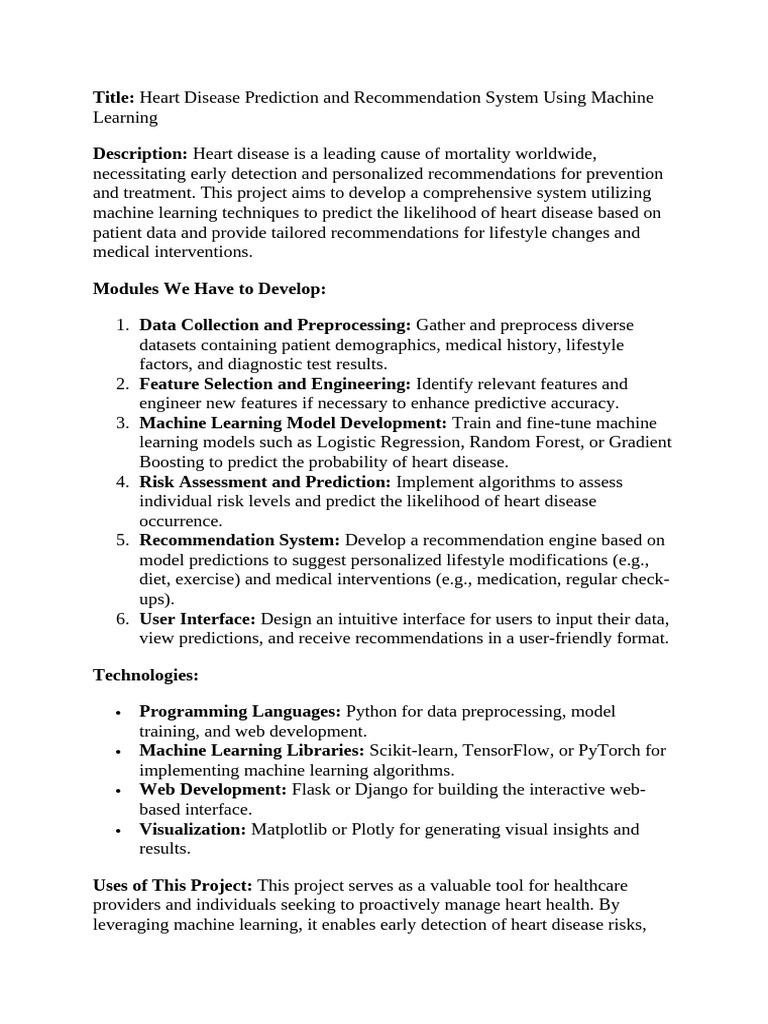 Heart Disease Prediction System Using ML | PDF | Machine Learning ...
