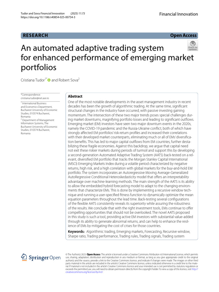 Automated Adaptive Trading System for EMs | PDF | Time Series ...