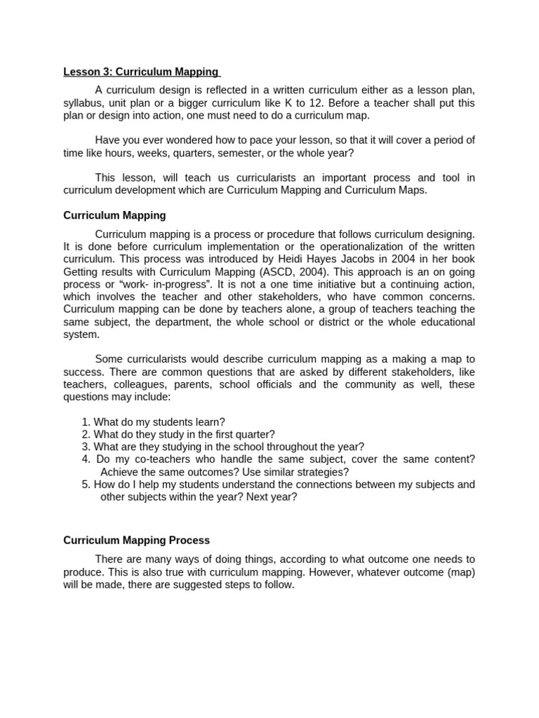 Curriculum Mapping Essentials | PDF | Curriculum | Teachers
