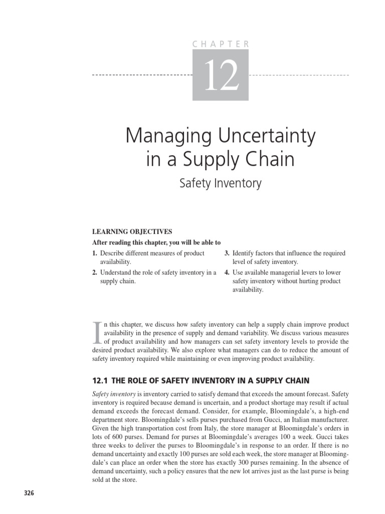 Managing Uncertainty in A Supply Chain: Safety Inventory | PDF ...