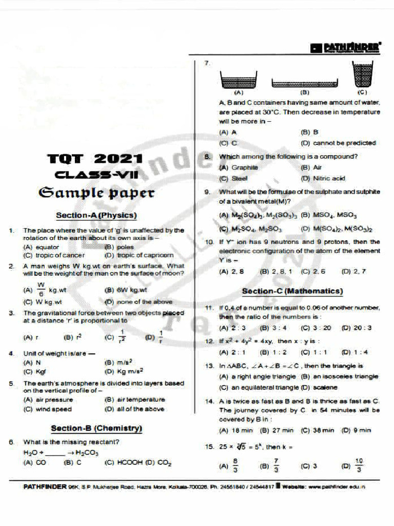 TQT - Vii | PDF | Atoms | Physical Sciences