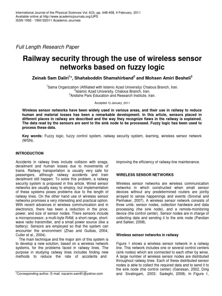 Railway Security Through The Use of Wire | PDF | Fuzzy Logic | Wireless ...