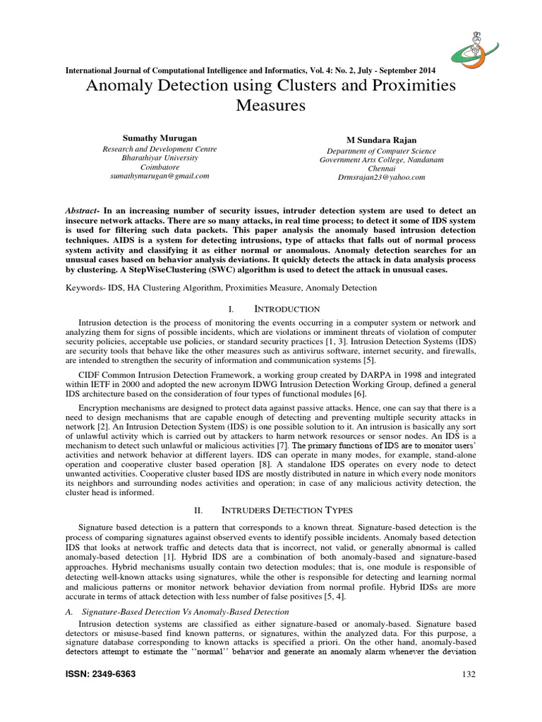 Anomaly Detection Using Clusters and Pro | PDF | Cluster Analysis ...