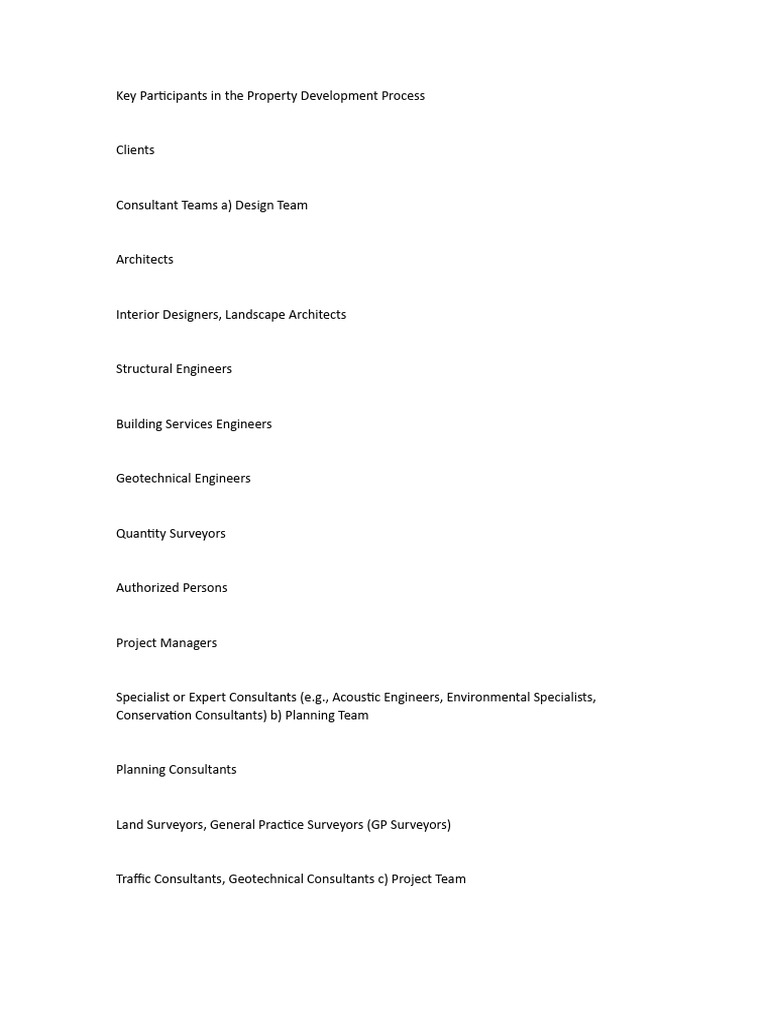 Key Players in Property Development | PDF