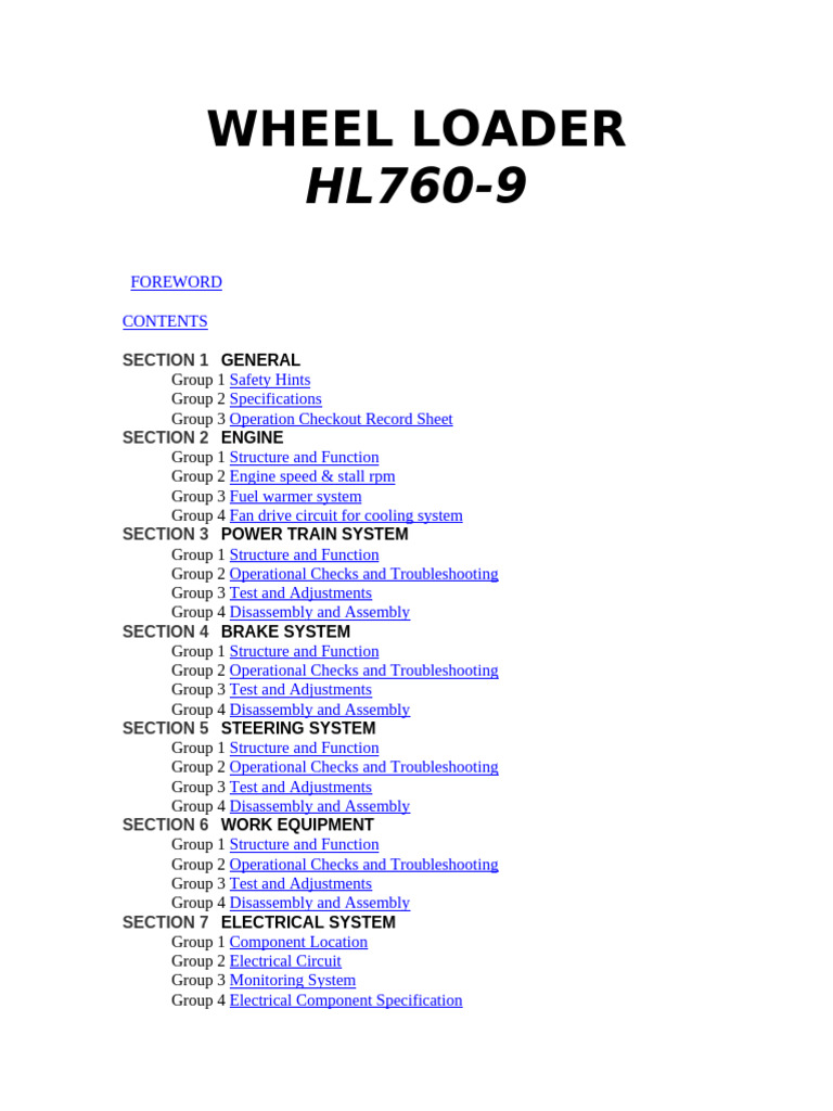 HL760-9 Wheel Loader Manual | PDF