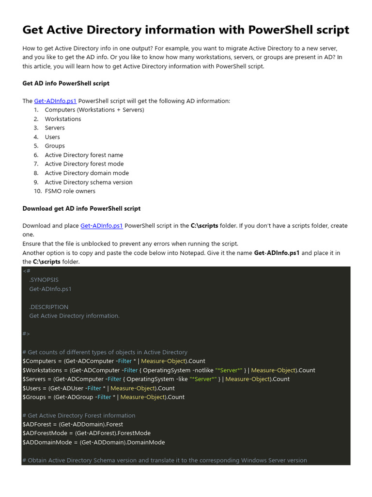 Get - Active - Directory - Information - With - PowerShell - Script ...