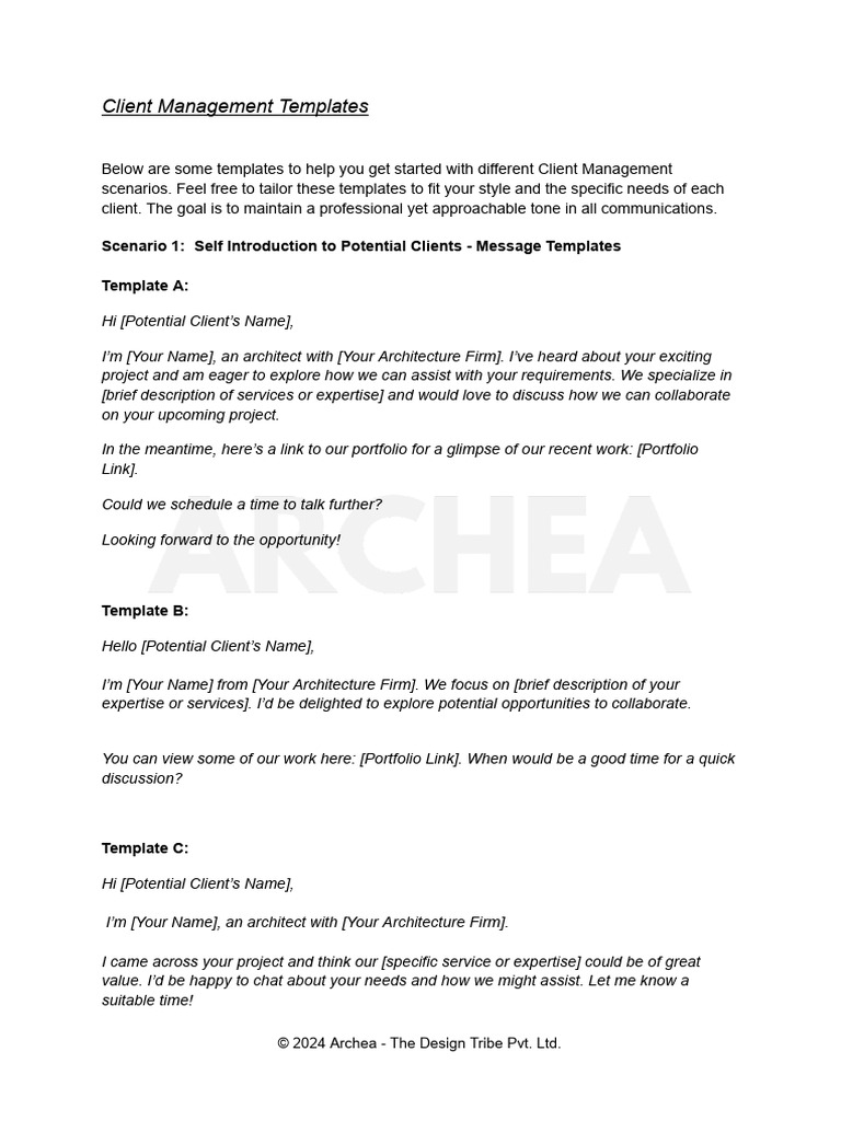 Client Management Message Templates | PDF