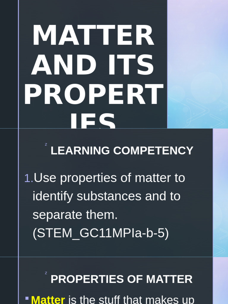 Properties of Matter Explained | PDF | Volume | Density