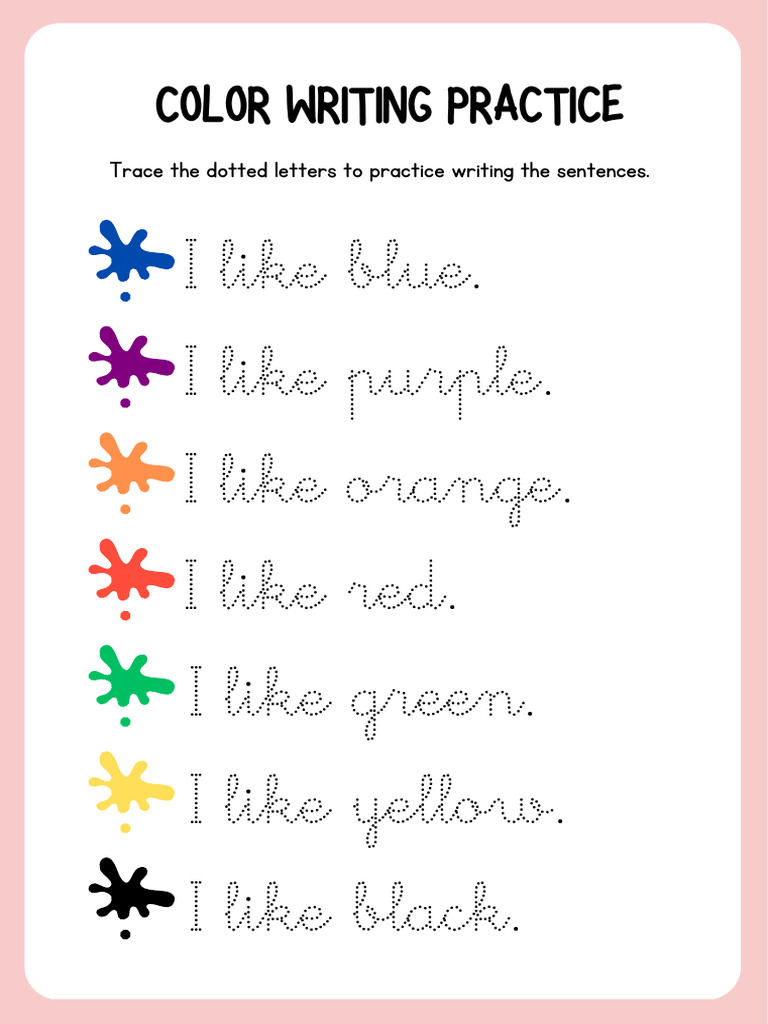 Color Writing Practice for Kids | PDF