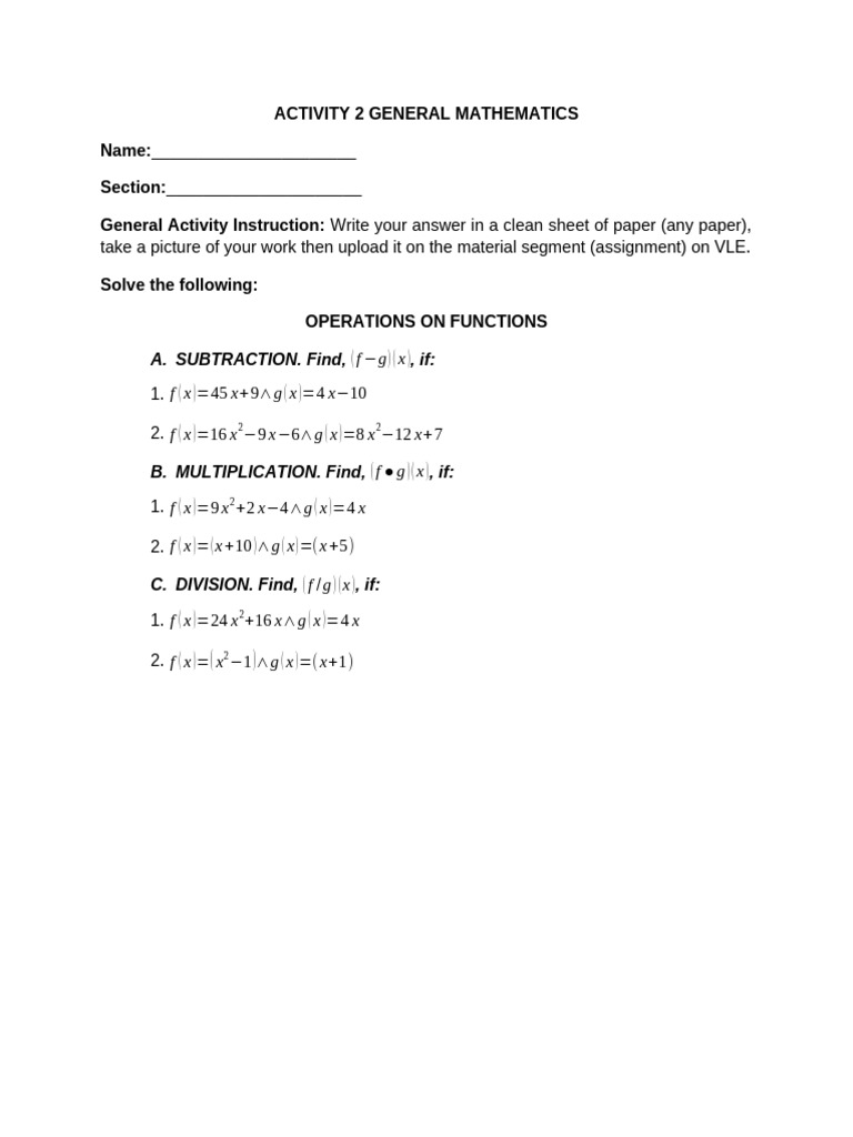 Activity 2 General Mathematics | PDF