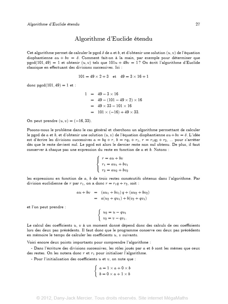 Algorithme d'Euclide Étendu en Python | PDF | Ingénierie des systèmes ...