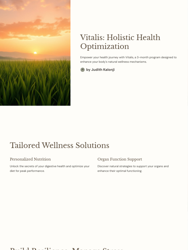 Vitalis Holistic Health Optimization | PDF