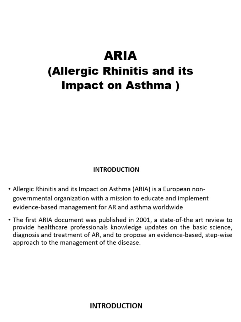 ARIA Guidelines for Allergic Rhinitis Management | PDF | Diseases And ...