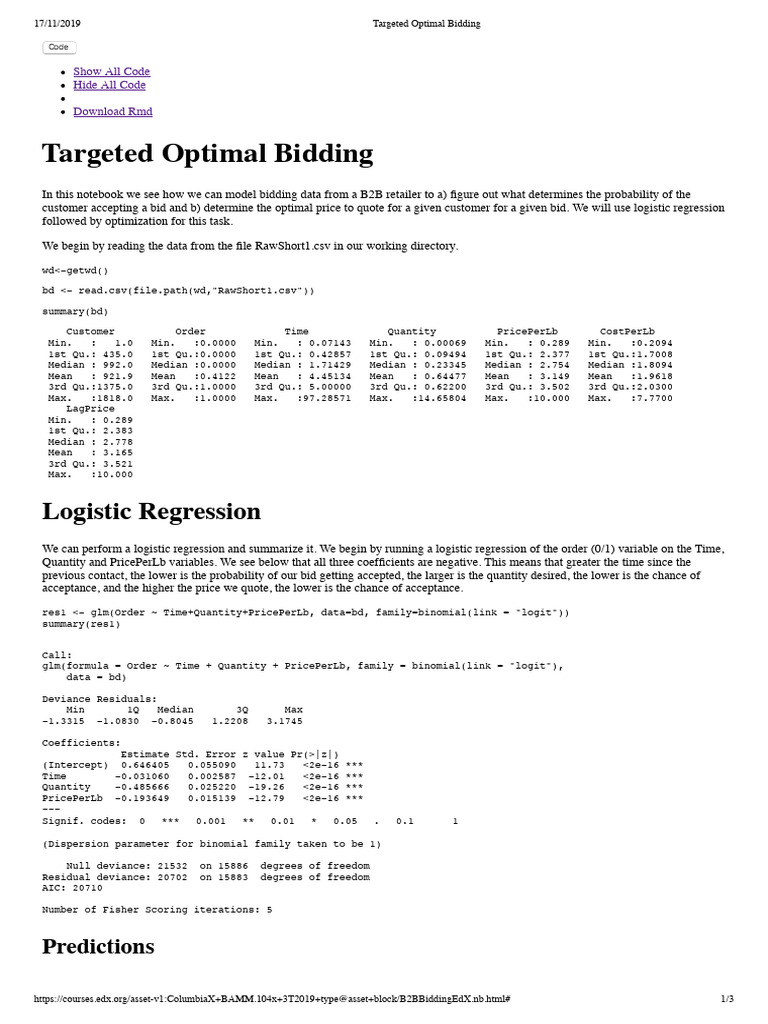 Targeted Optimal Bidding | PDF | Mathematical And Quantitative Methods ...