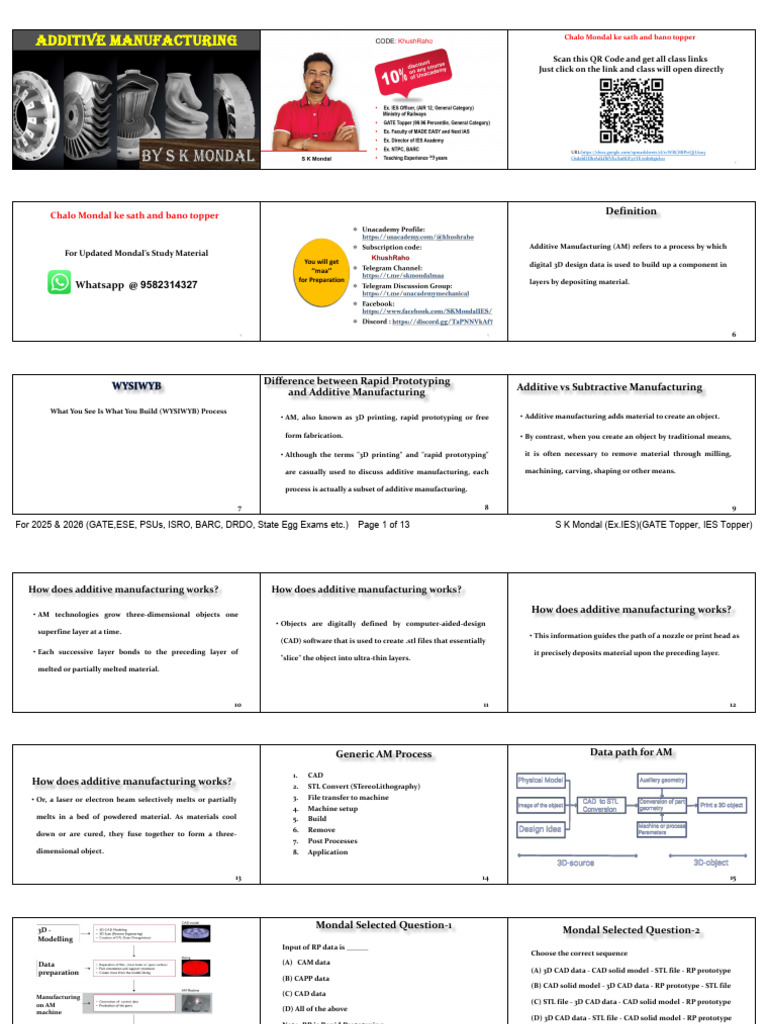 Additive Manufacturing Overview by S.K. Mondal | PDF | 3 D Printing ...