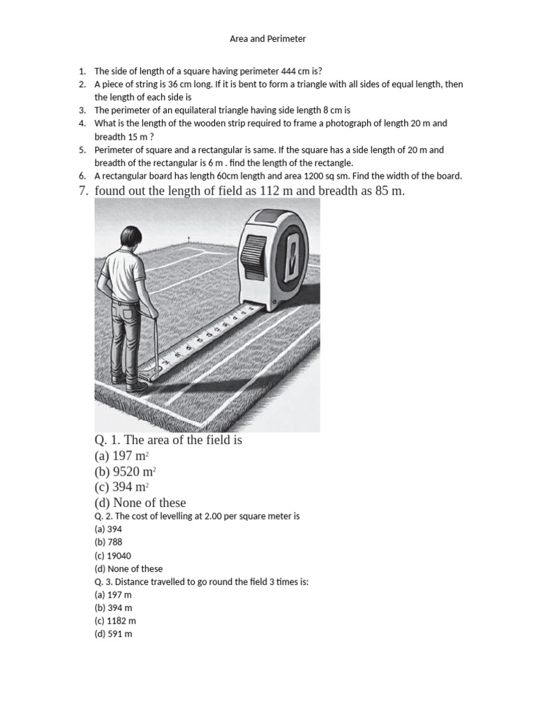 Area and Perimeter | PDF