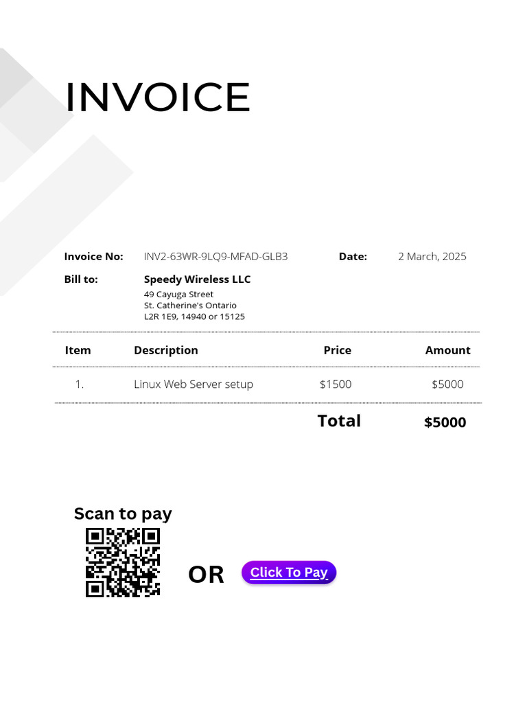 Invoice for Linux Web Server Setup | PDF