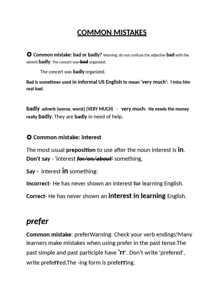 Common Mistakes | PDF
