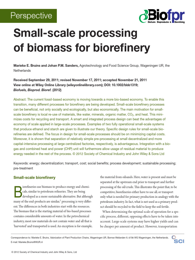 Small-Scale Biomass Processing Benefits | PDF | Biorefinery | Biofuel