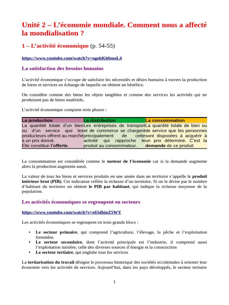 Impact de la Mondialisation sur l'Économie | PDF | Secteur tertiaire ...