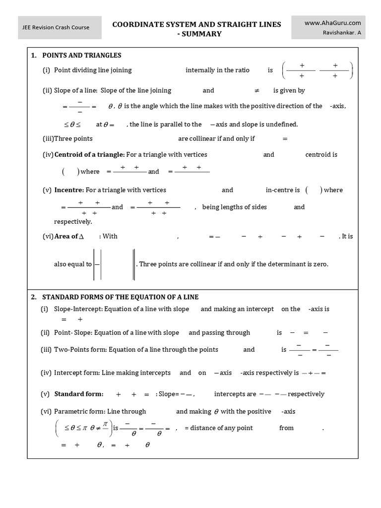 Straight Line Summary | PDF | Line (Geometry) | Triangle