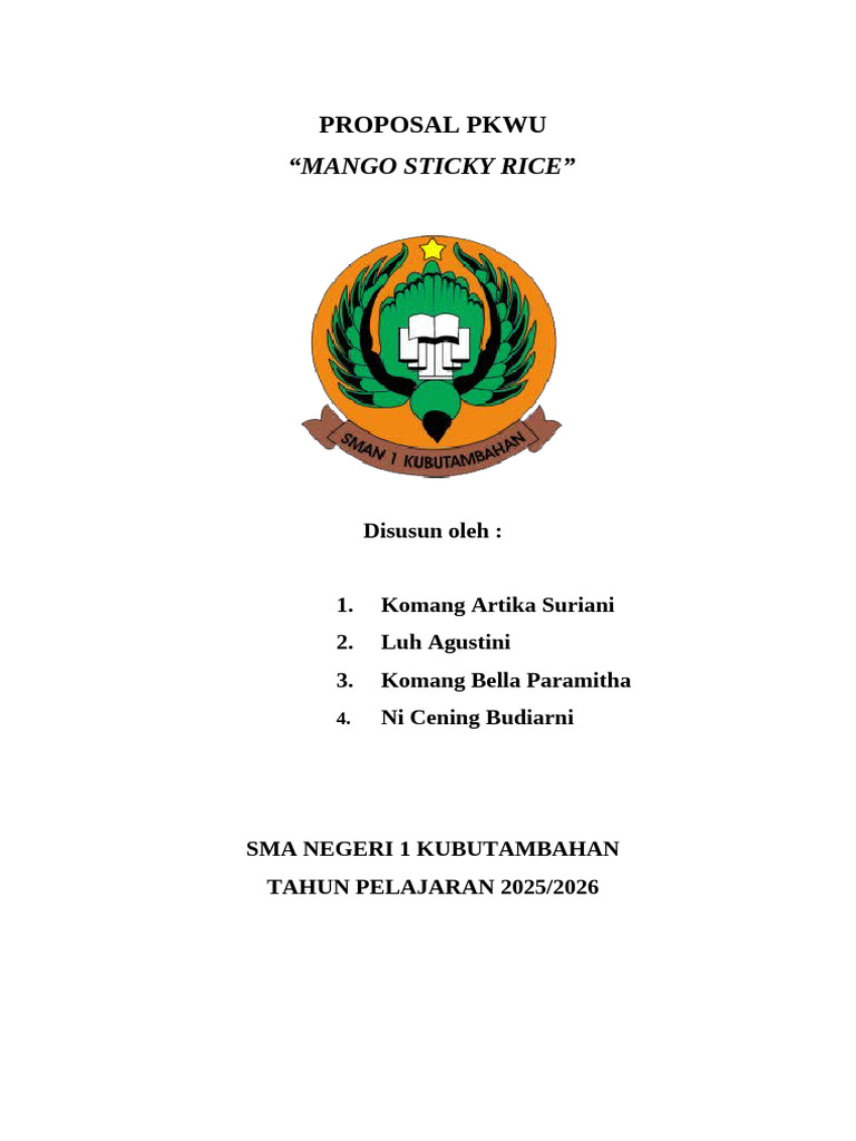Proposal Usaha Mango Sticky Rice | PDF