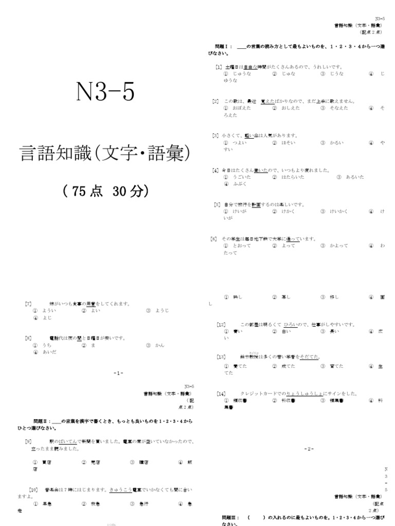 N3 Đề 5 | PDF