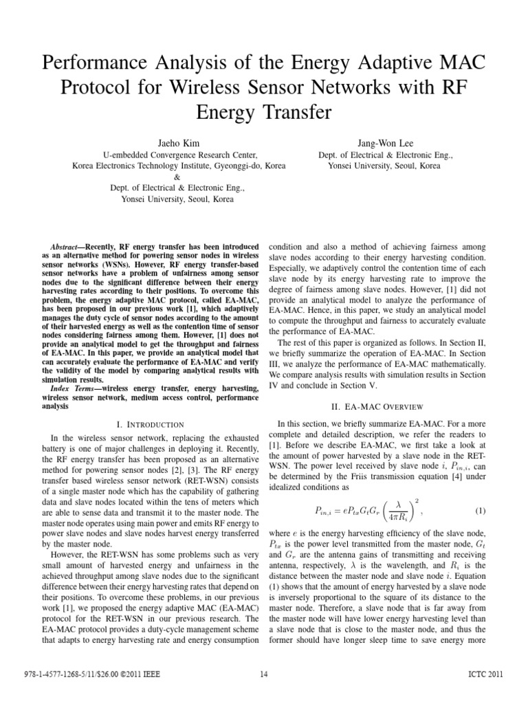 EA-MAC Protocol Performance Analysis | PDF | Wireless Sensor Network ...