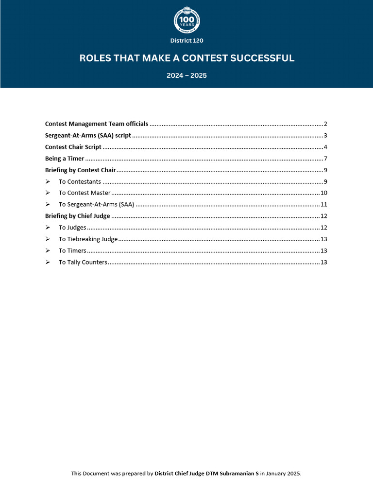 D120 Contest Roles Script 2025 | PDF