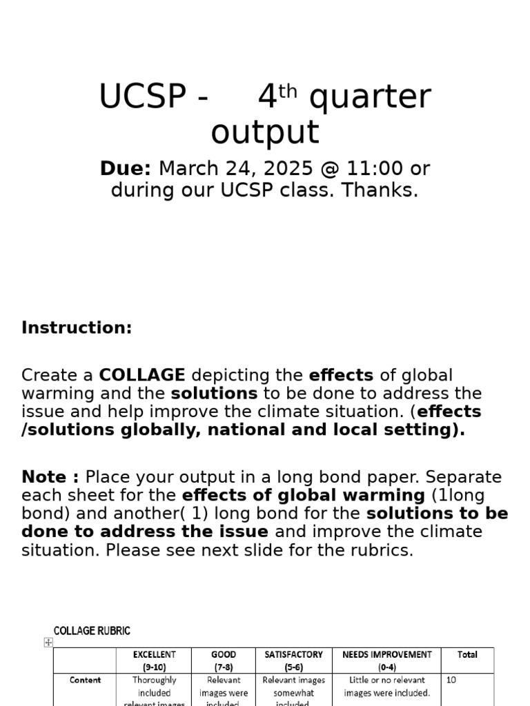 UCSP Quarter 4 Output 1 | PDF