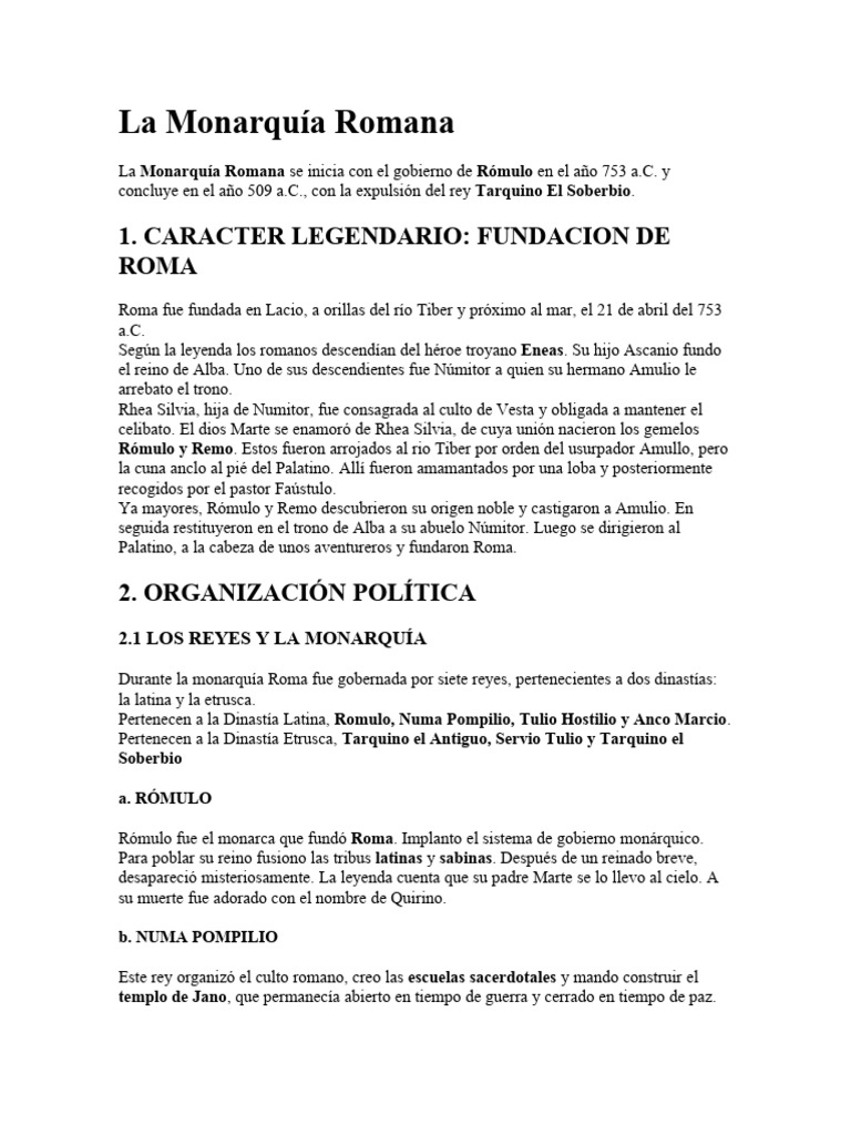 Roma La Historia Romana Resumen | PDF | Republica Romana | Guerras Púnicas