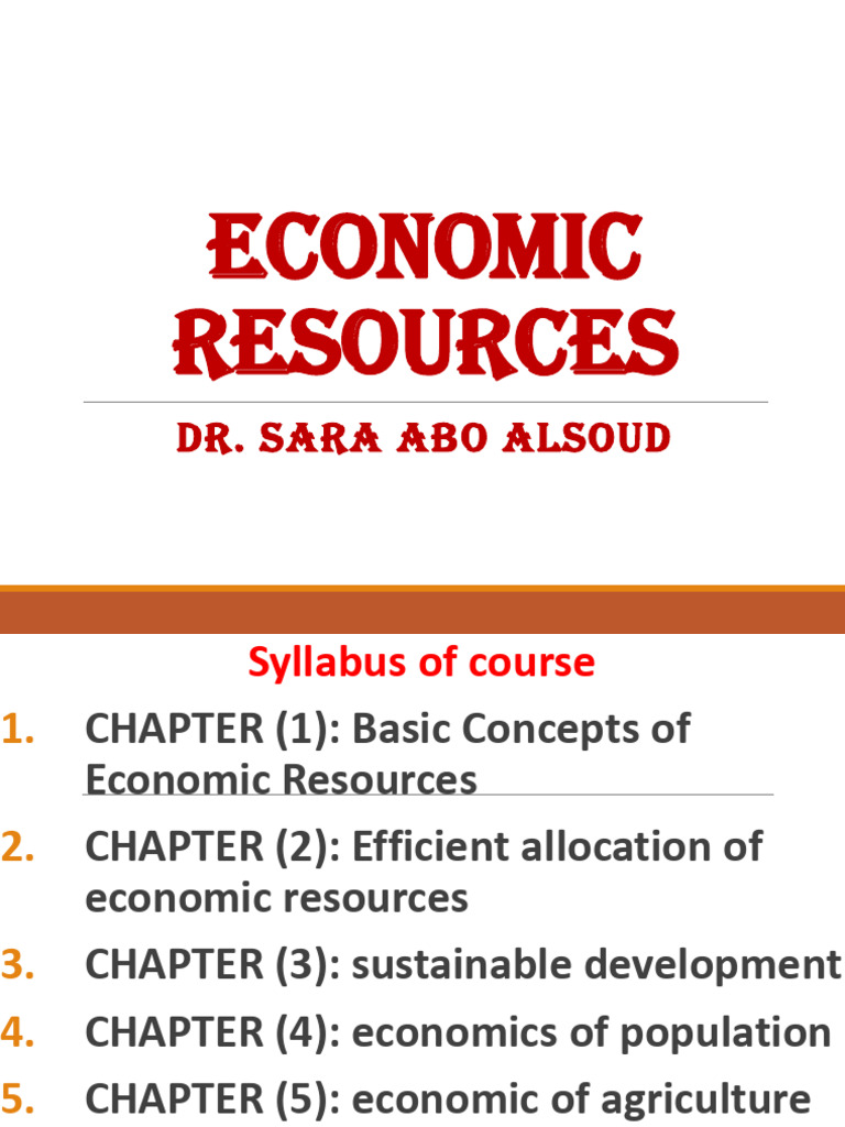 Economic Resources Chapter 1 ALL.... | PDF