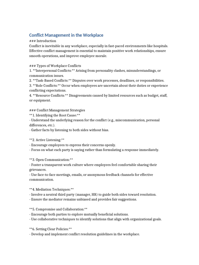 Workplace Conflict Management Strategies | PDF | Mediation | Business