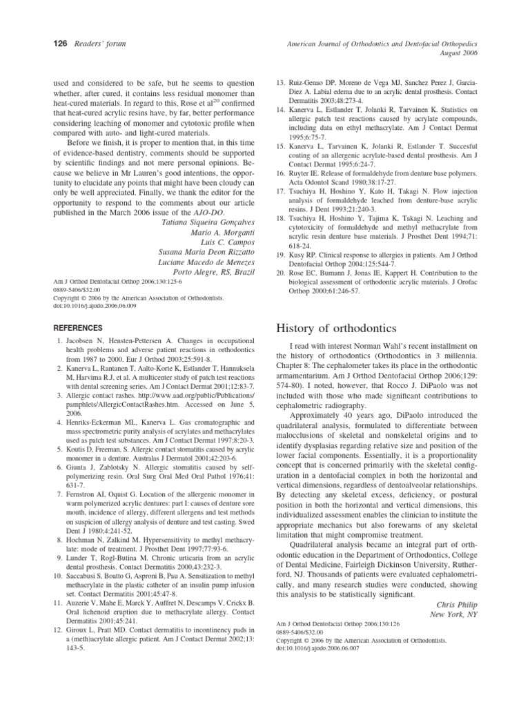 History of Orthodontics Ymod | PDF | Allergy | Dentures