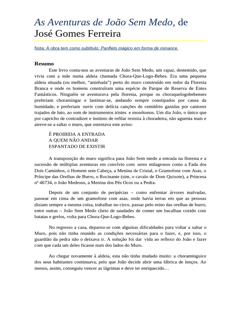 Aventuras de João Sem Medo | PDF