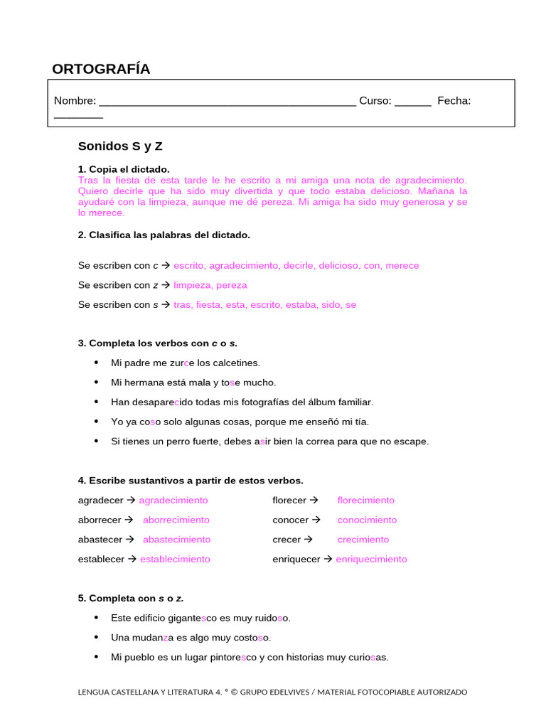 Ejercicios de Ortografía y Gramática | PDF